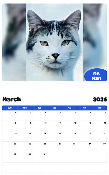 November 2025 - October 2026 Mr. Man - Pawidols Pet Calendar