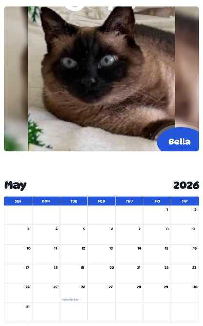2026 - 2027 Bella - Pawidols Pet Calendar