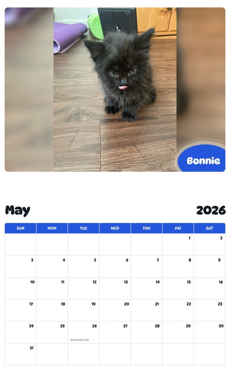 2026 - 2027 Bonnie - Pawidols Pet Calendar