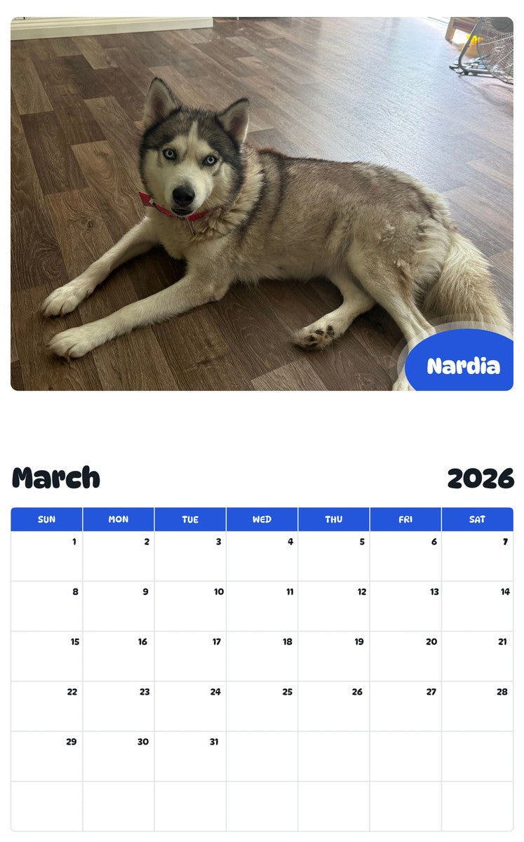 November 2025 - October 2026 Nardia - Pawidols Pet Calendar