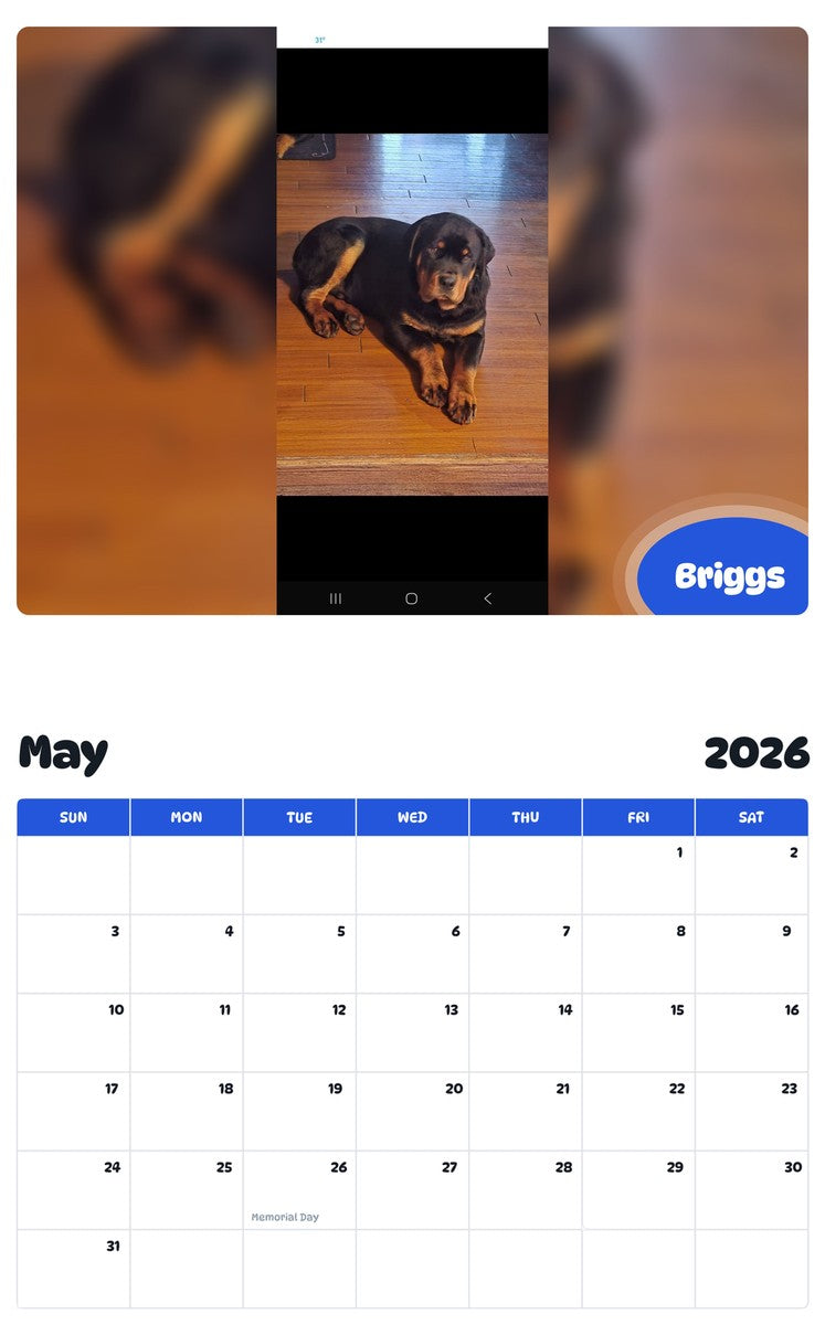 2026 - 2027 Briggs - Pawidols Pet Calendar