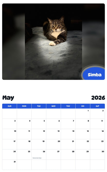 2026 - 2027 Simba - Pawidols Pet Calendar