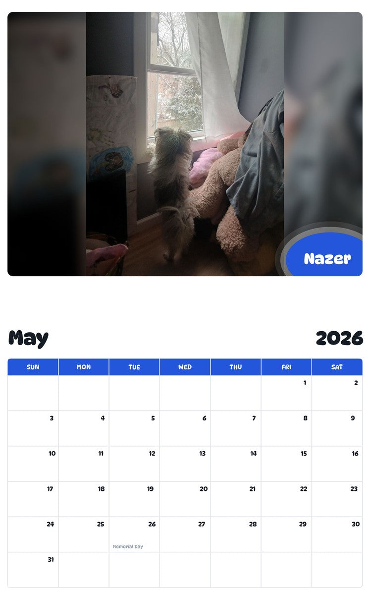 2026 - 2027 Nazer - Pawidols Pet Calendar