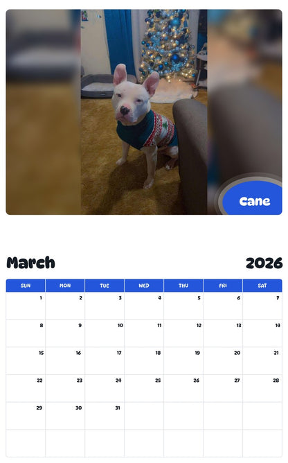 November 2025 - October 2026 Cane - Pawidols Pet Calendar