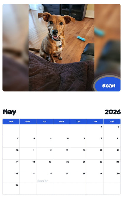 2026 - 2027 Bean - Pawidols Pet Calendar