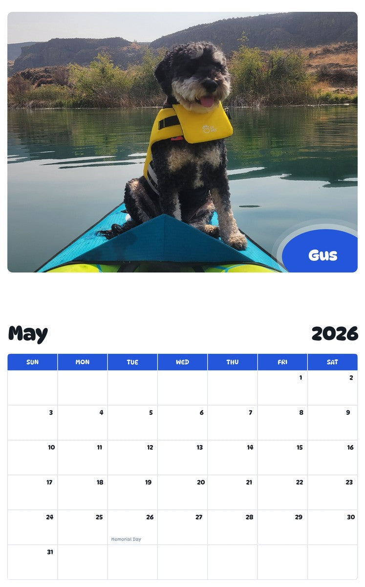 2026 - 2027 Gus - Pawidols Pet Calendar