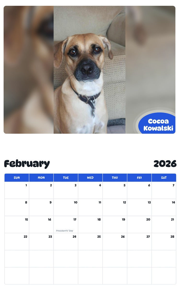 October 2025 - September 2026 Cocoa Kowalski - Pawidols Pet Calendar