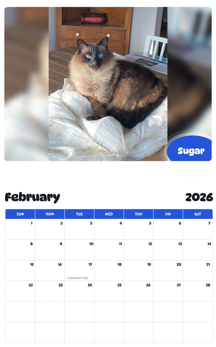 October 2025 - September 2026 Sugar - Pawidols Pet Calendar