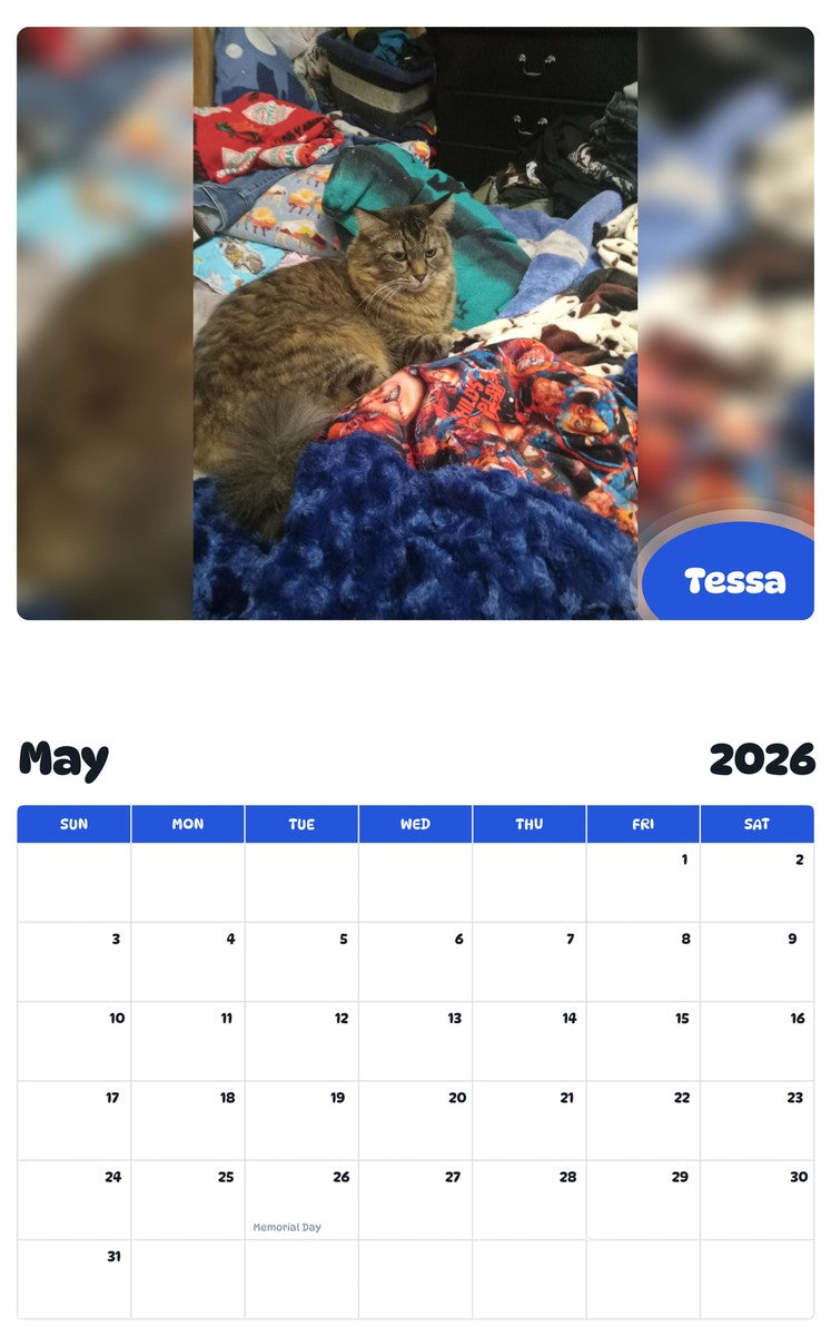 2026 - 2027 Tessa - Pawidols Pet Calendar