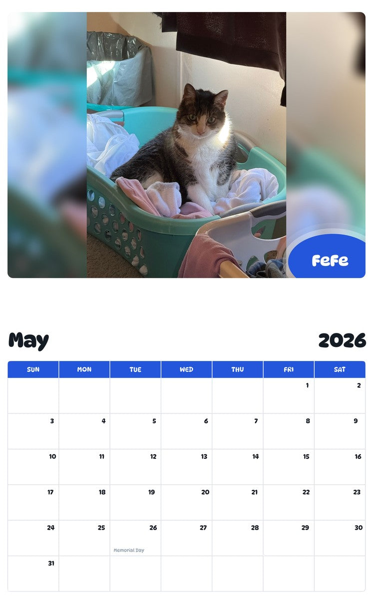 2026 - 2027 FeFe - Pawidols Pet Calendar