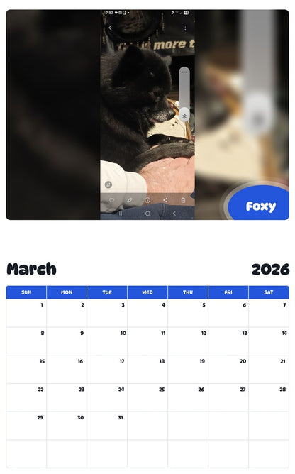 November 2025 - October 2026 Foxy - Pawidols Pet Calendar
