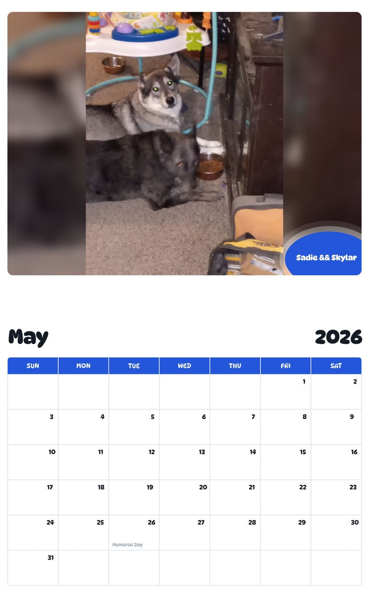 2026 - 2027 Sadie && Skylar - Pawidols Pet Calendar