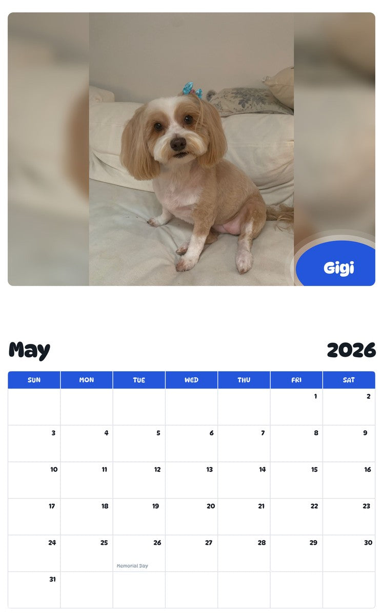2026 - 2027 Gigi - Pawidols Pet Calendar