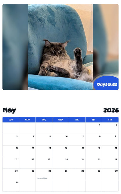 2026 - 2027 Odyseuss - Pawidols Pet Calendar
