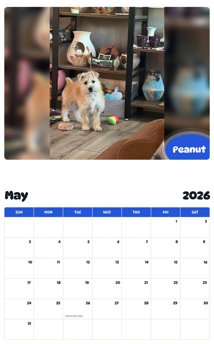 2026 - 2027 Peanut - Pawidols Pet Calendar