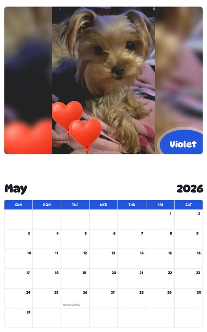 2026 - 2027 Violet - Pawidols Pet Calendar