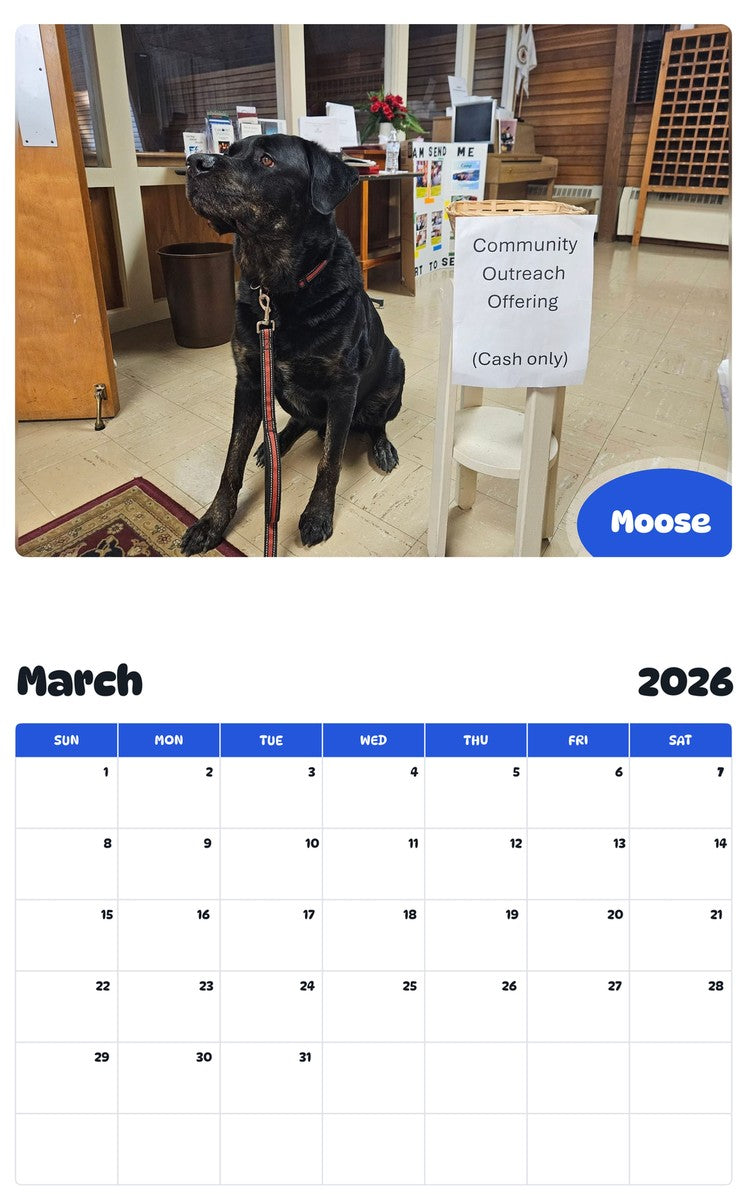 November 2025 - October 2026 Moose - Pawidols Pet Calendar