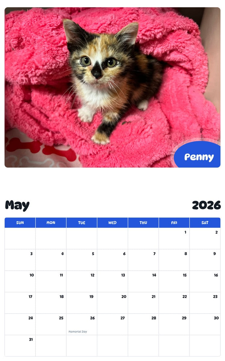 2026 - 2027 Penny - Pawidols Pet Calendar