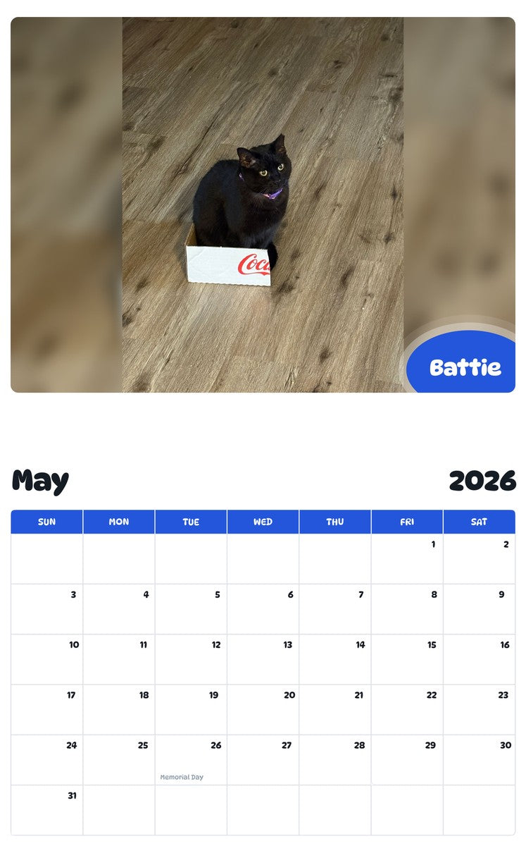 2026 - 2027 Battie - Pawidols Pet Calendar