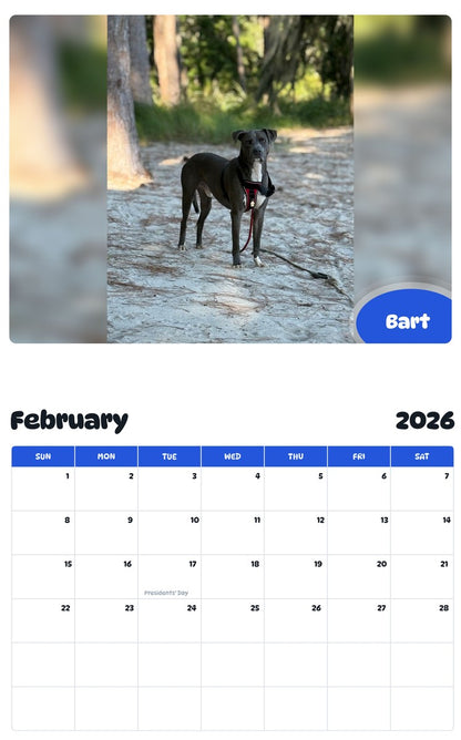 October 2025 - September 2026 Bart - Pawidols Pet Calendar