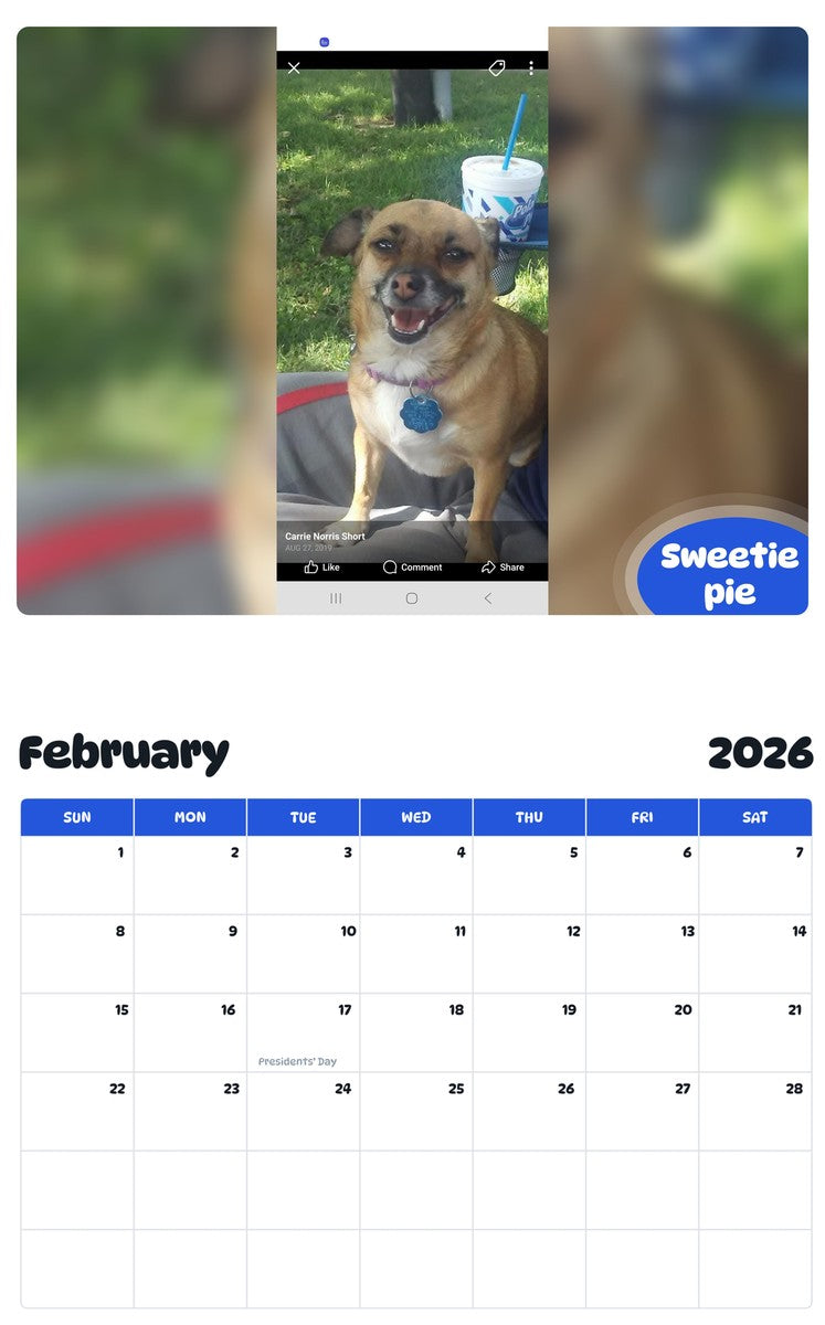 October 2025 - September 2026 Sweetie pie - Pawidols Pet Calendar