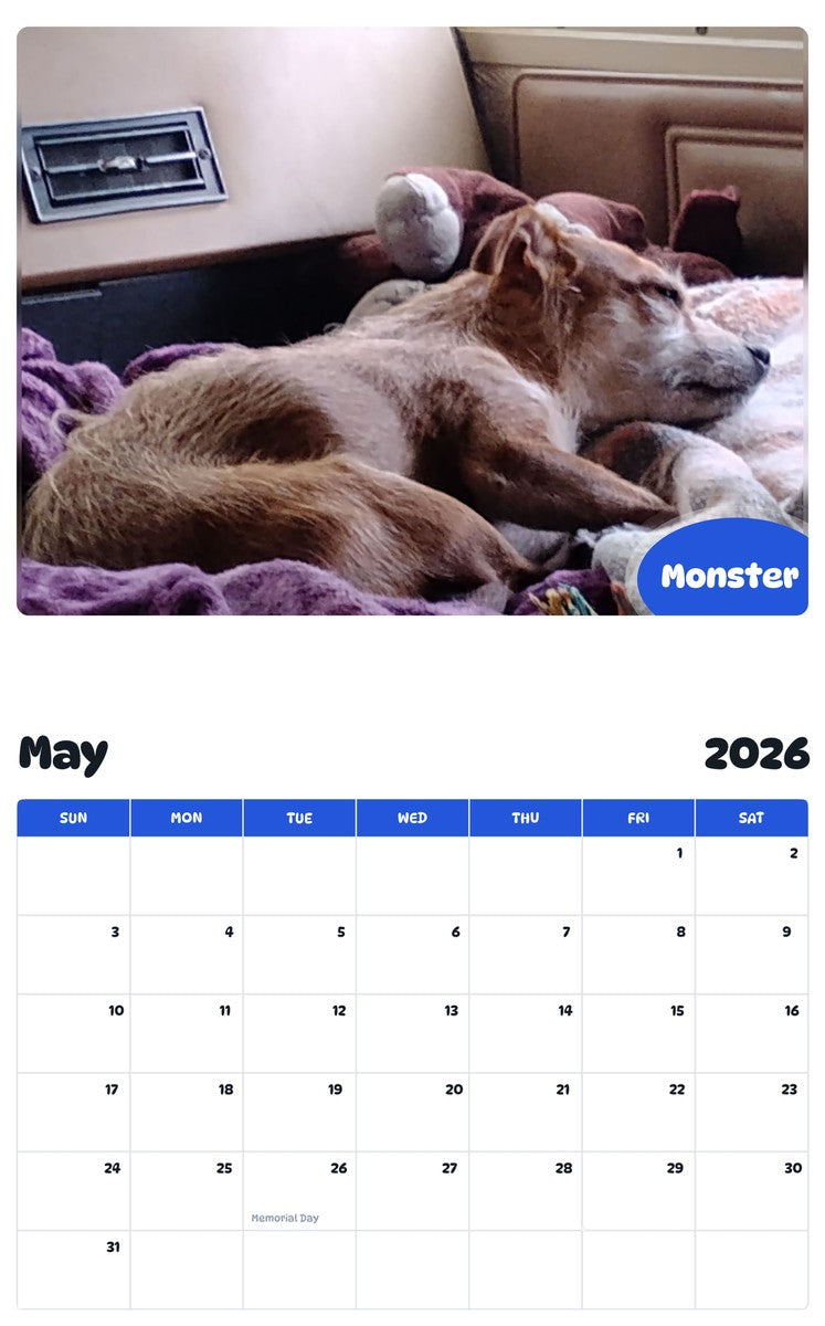 2026 - 2027 Monster - Pawidols Pet Calendar
