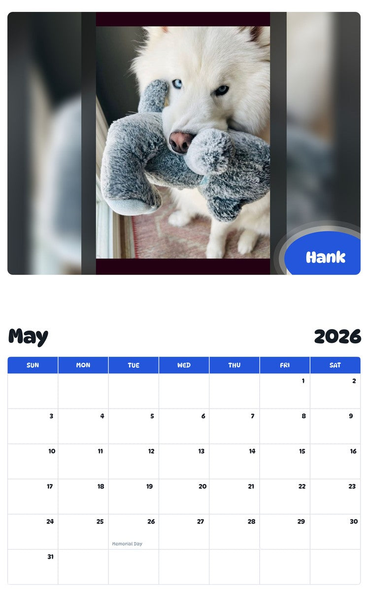 2026 - 2027 Hank - Pawidols Pet Calendar