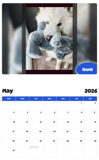 2026 - 2027 Hank - Pawidols Pet Calendar
