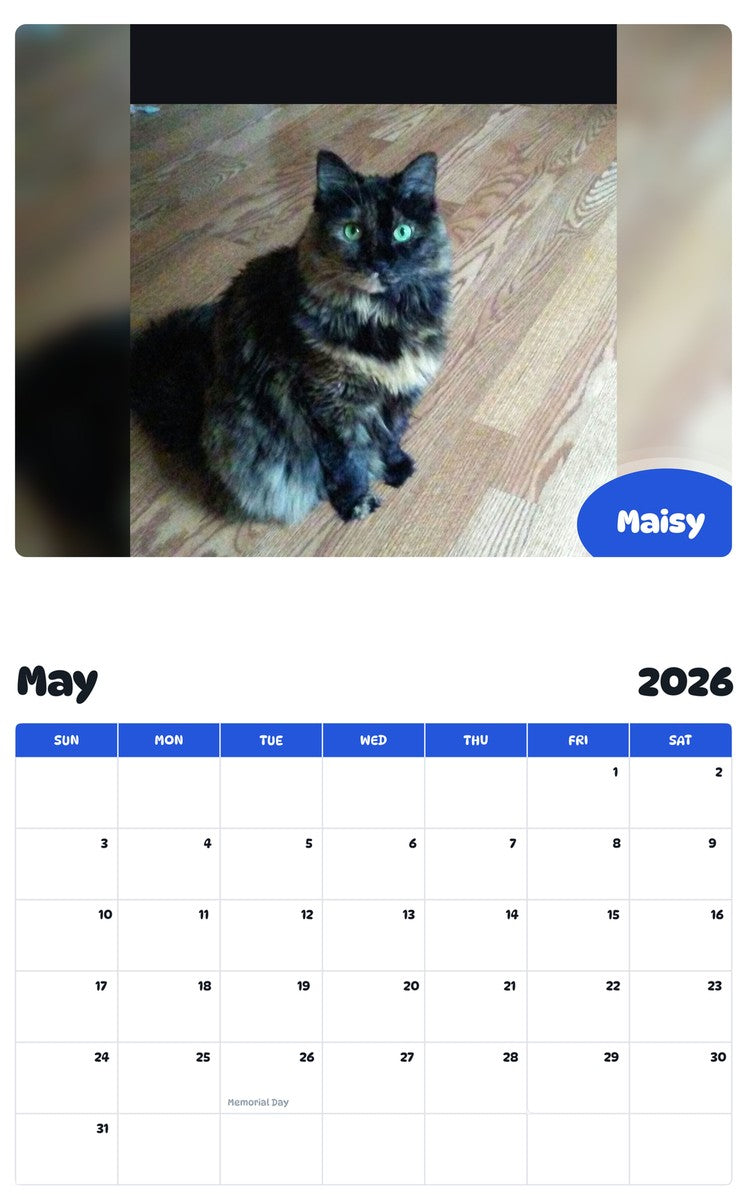 2026 - 2027 Maisy - Pawidols Pet Calendar