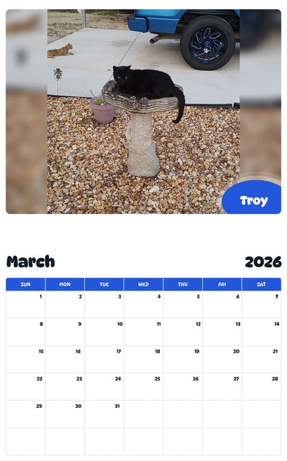 November 2025 - October 2026 Troy - Pawidols Pet Calendar
