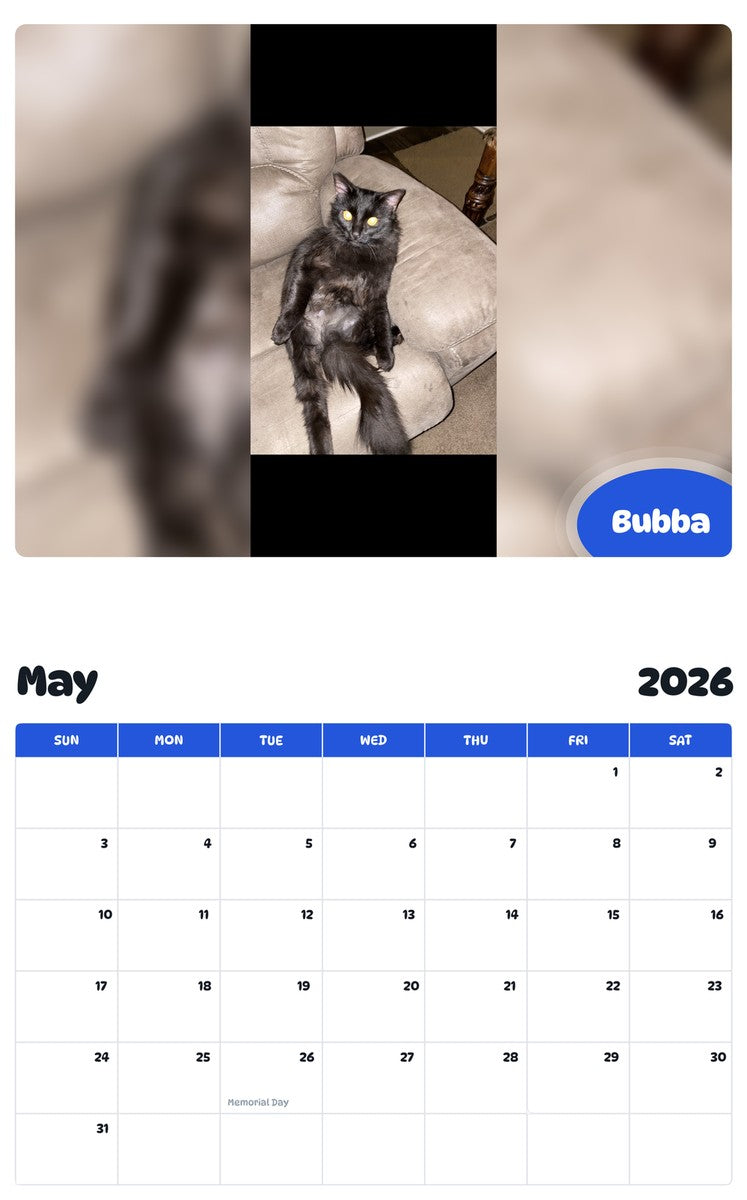 2026 - 2027 Bubba - Pawidols Pet Calendar