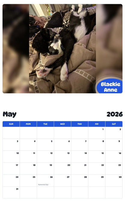 2026 - 2027 Blackie Anne - Pawidols Pet Calendar
