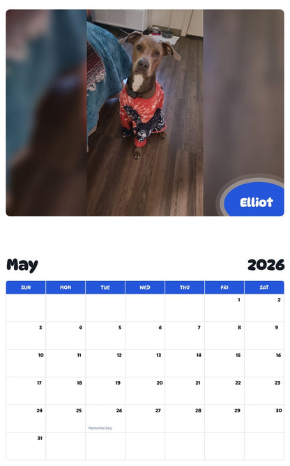 2026 - 2027 Elliot - Pawidols Pet Calendar