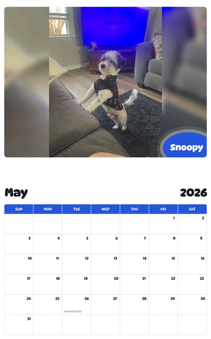 2026 - 2027 Snoopy - Pawidols Pet Calendar
