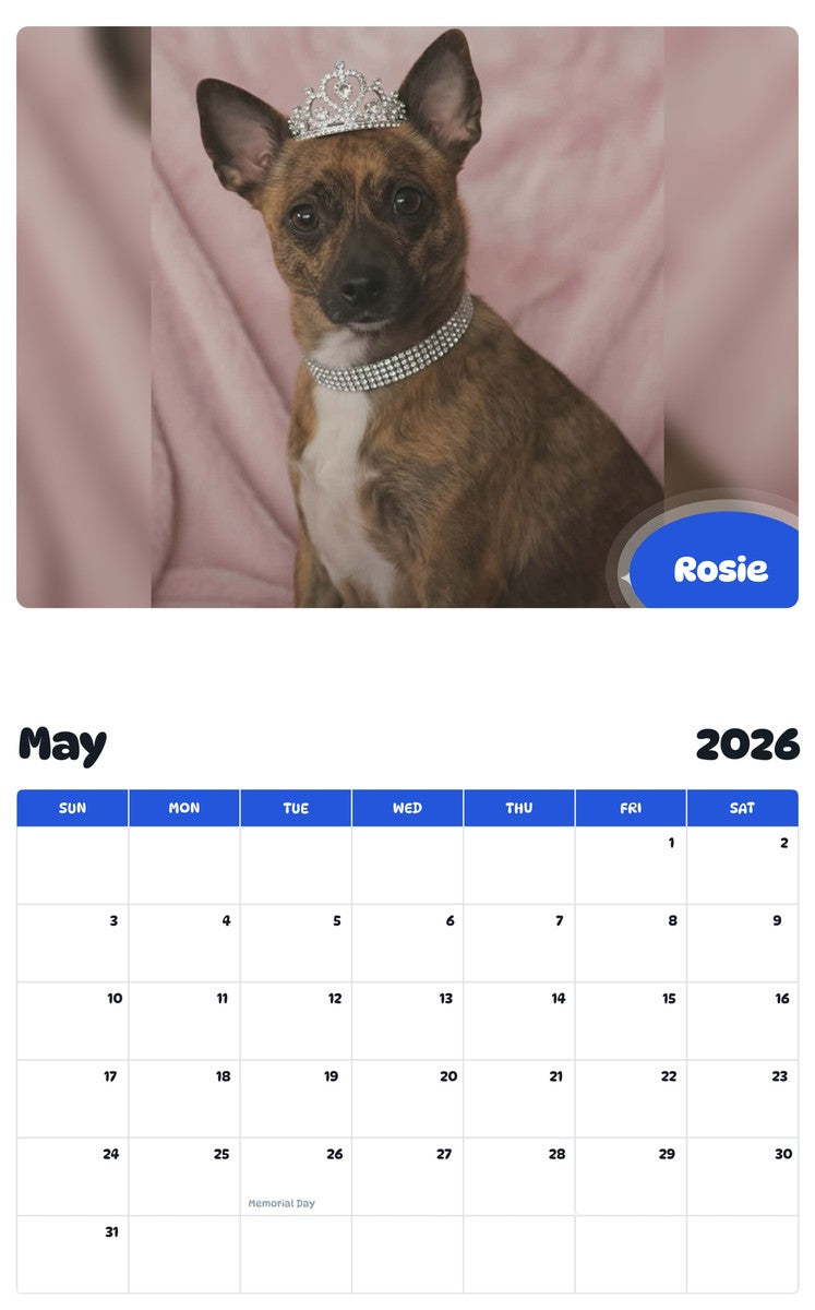 2026 - 2027 Rosie - Pawidols Pet Calendar