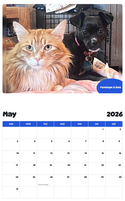 2026 - 2027 Penelope & Zoie - Pawidols Pet Calendar