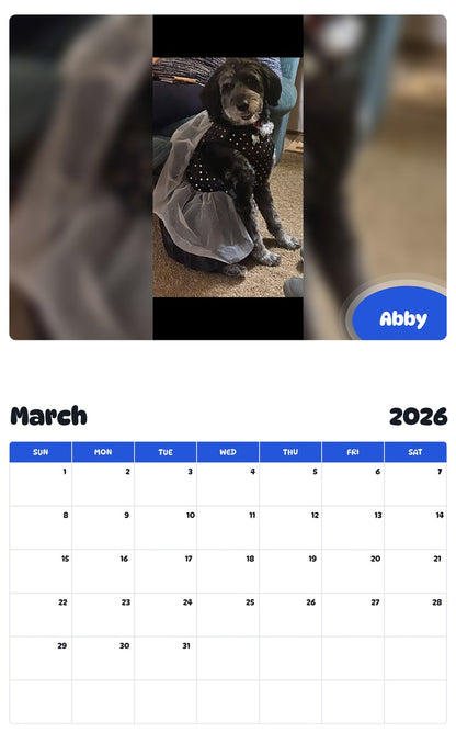 November 2025 - October 2026 Abby - Pawidols Pet Calendar