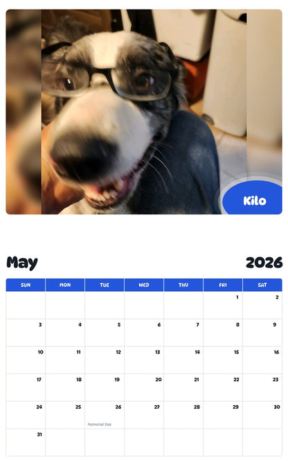 2026 - 2027 Kilo - Pawidols Pet Calendar