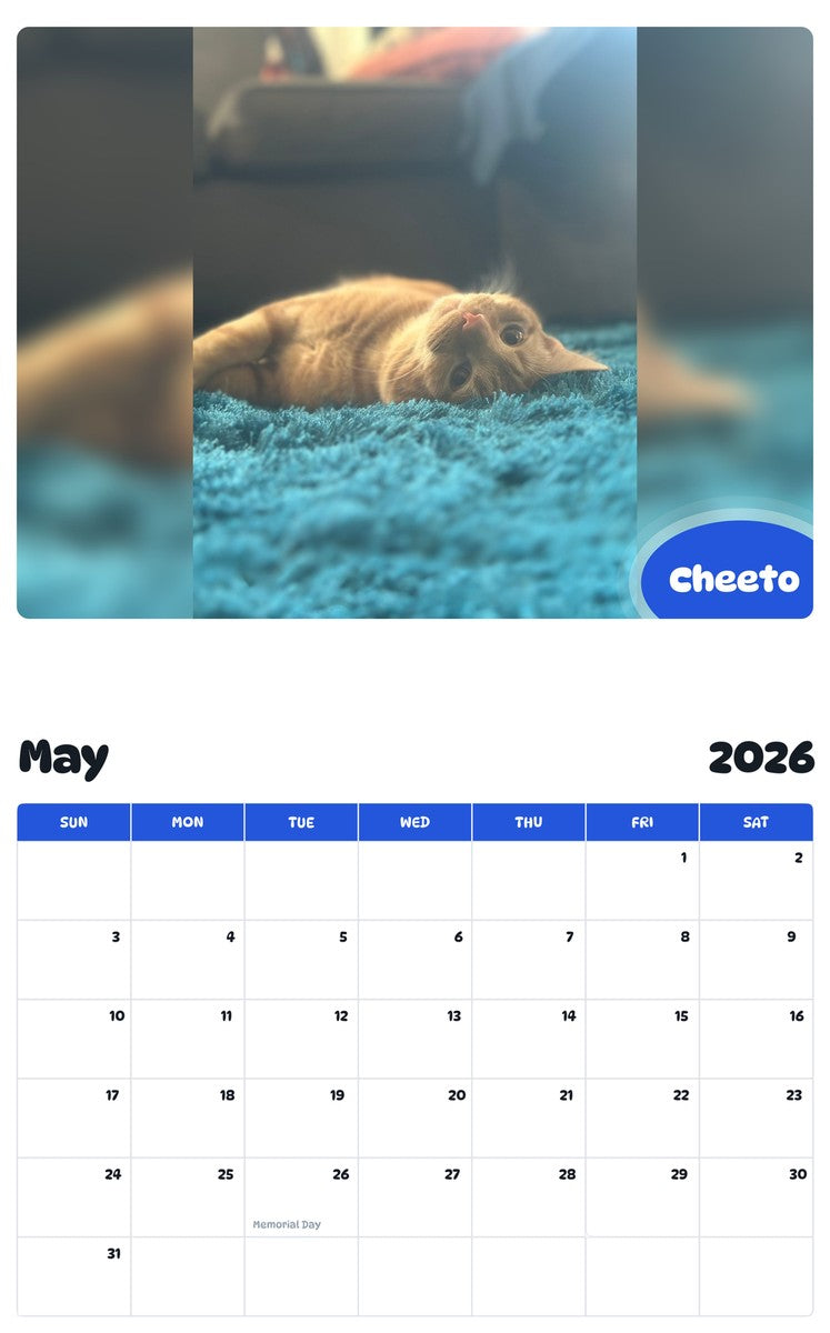 2026 - 2027 Cheeto - Pawidols Pet Calendar