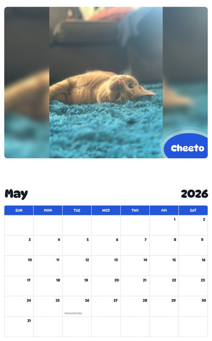 2026 - 2027 Cheeto - Pawidols Pet Calendar