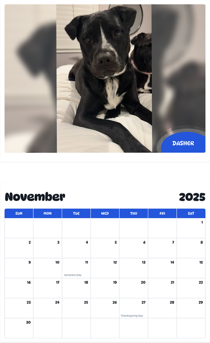 July 2025 - June 2026 Dasher - Pawidols Pet Calendar