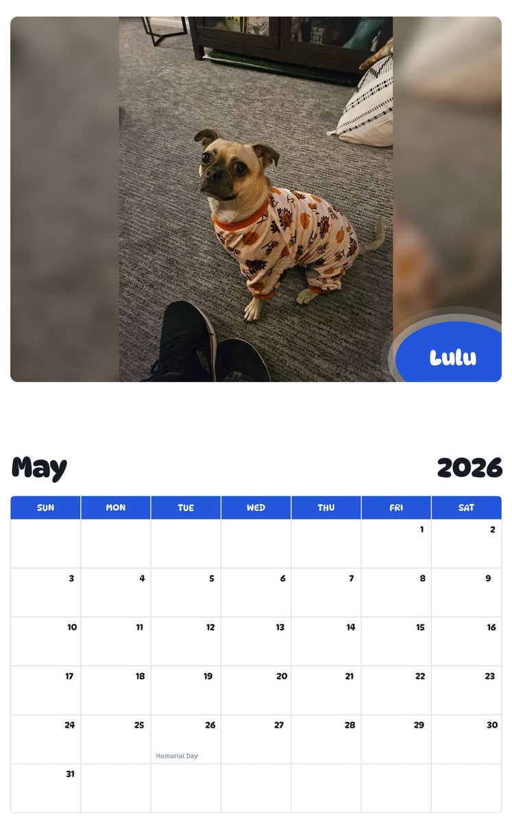 2026 - 2027 Lulu - Pawidols Pet Calendar