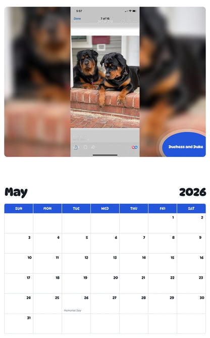 2026 - 2027 Duchess and Duke - Pawidols Pet Calendar