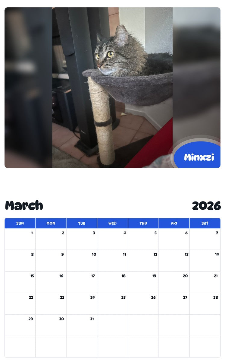 November 2025 - October 2026 Minxzi - Pawidols Pet Calendar