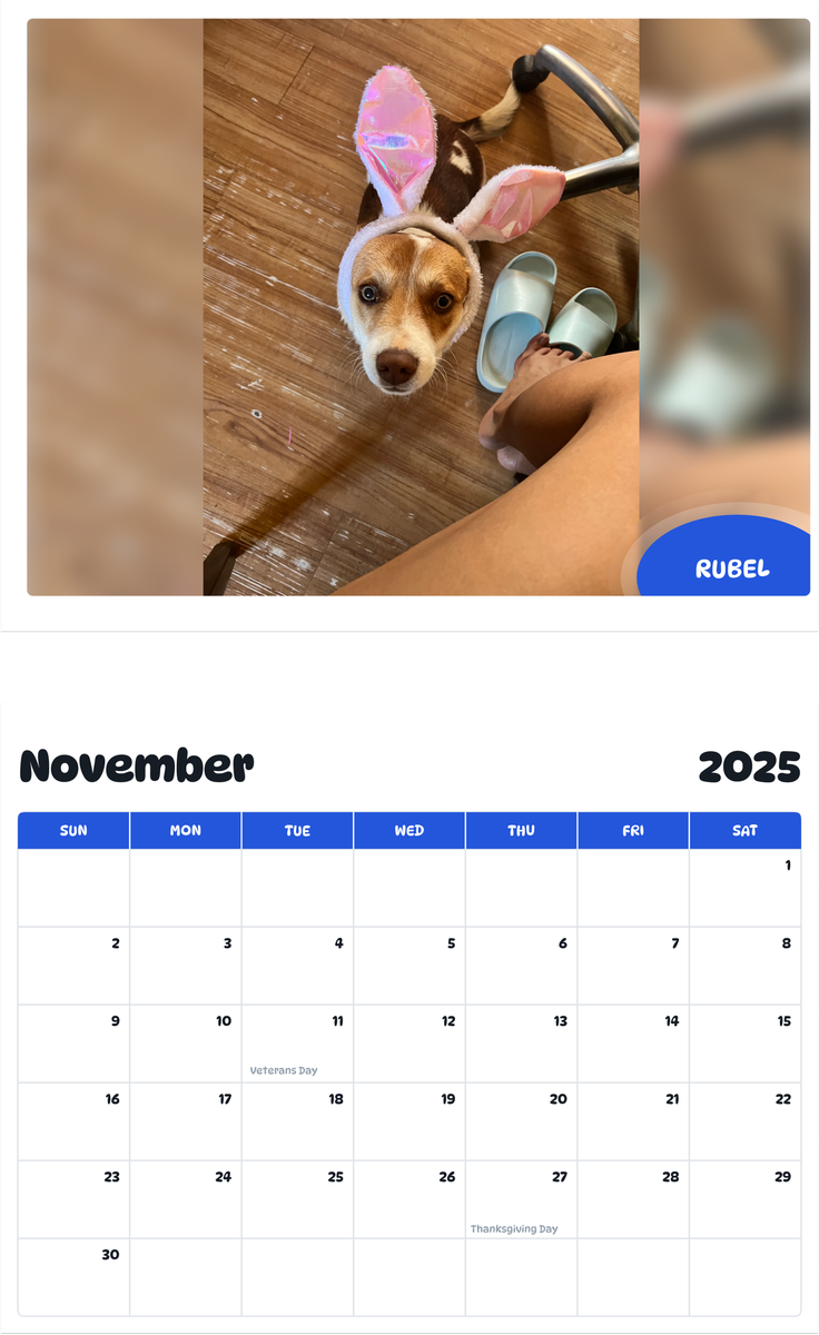 July 2025 - June 2026 Rubel - Pawidols Pet Calendar
