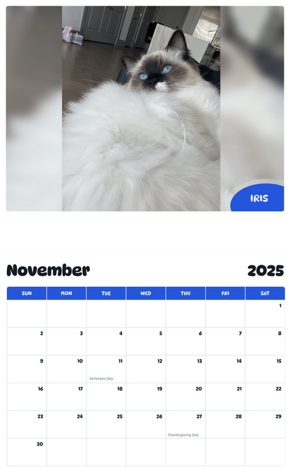 July 2025 - June 2026 Iris - Pawidols Pet Calendar