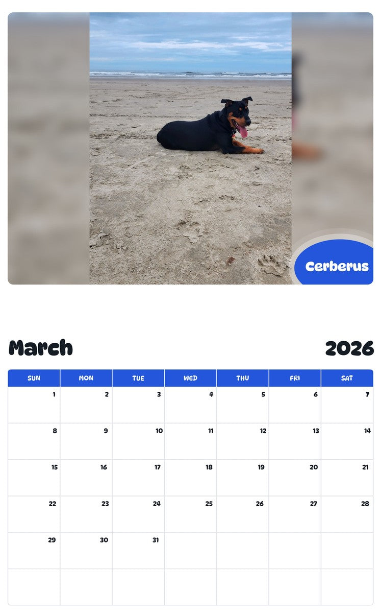 November 2025 - October 2026 Cerberus - Pawidols Pet Calendar