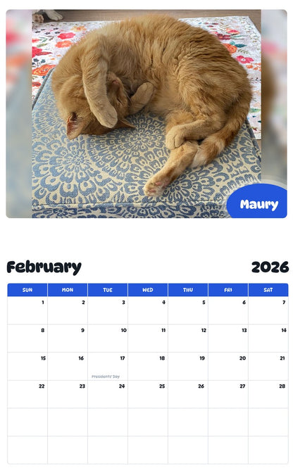 October 2025 - September 2026 Maury - Pawidols Pet Calendar