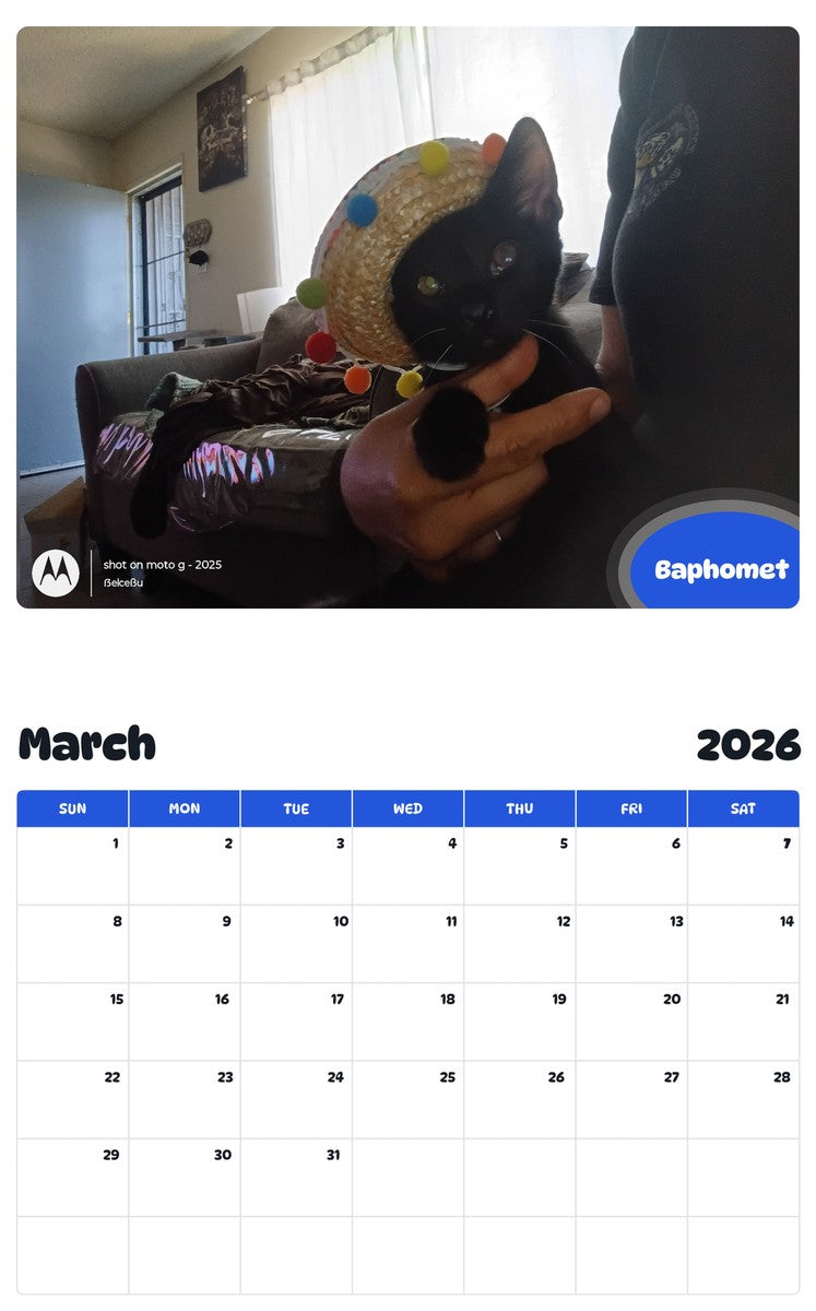 November 2025 - October 2026 Baphomet - Pawidols Pet Calendar