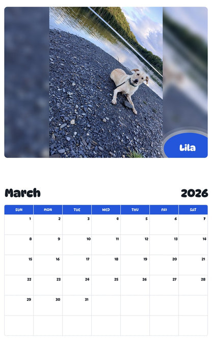 November 2025 - October 2026 Lila - Pawidols Pet Calendar